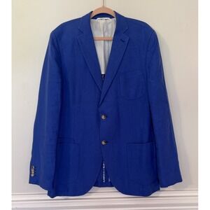 JKT New York Men's Trent Blazer 44L  Linen Sport Coat Blazer Blue